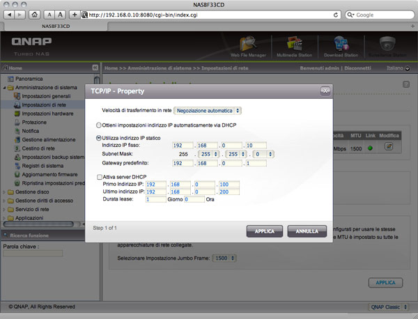 ip fisso sul NAS
